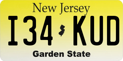 NJ license plate I34KUD