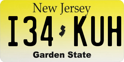 NJ license plate I34KUH