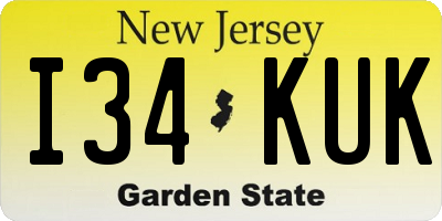 NJ license plate I34KUK