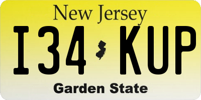 NJ license plate I34KUP