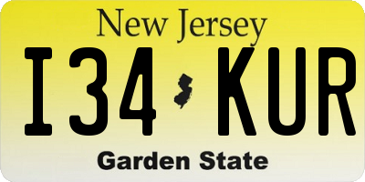 NJ license plate I34KUR