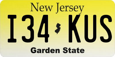 NJ license plate I34KUS
