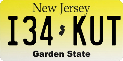 NJ license plate I34KUT