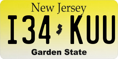 NJ license plate I34KUU