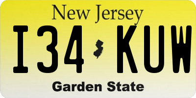 NJ license plate I34KUW
