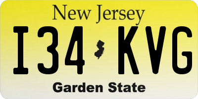 NJ license plate I34KVG