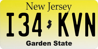 NJ license plate I34KVN