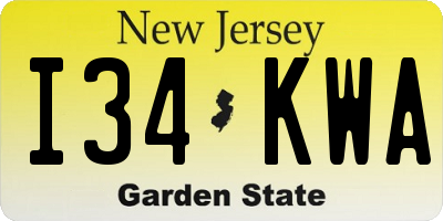 NJ license plate I34KWA