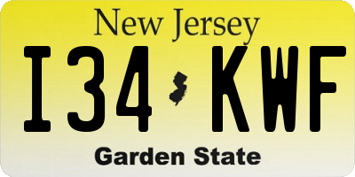 NJ license plate I34KWF