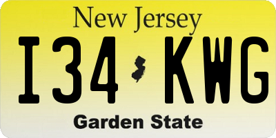 NJ license plate I34KWG