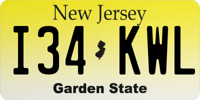 NJ license plate I34KWL