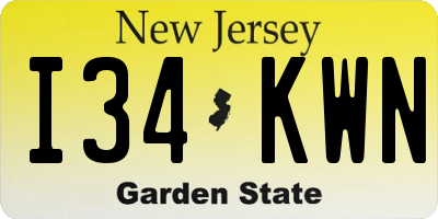 NJ license plate I34KWN
