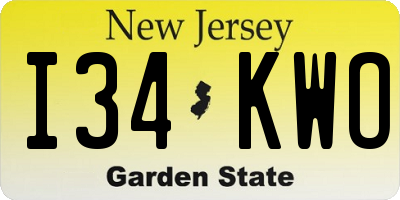 NJ license plate I34KWO