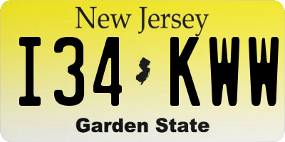NJ license plate I34KWW