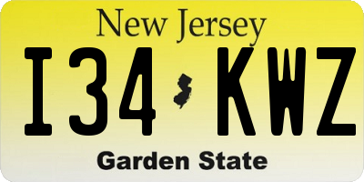 NJ license plate I34KWZ