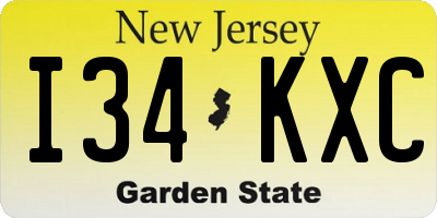 NJ license plate I34KXC