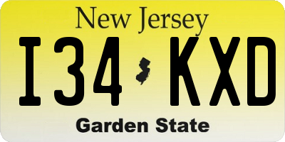 NJ license plate I34KXD