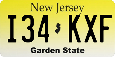 NJ license plate I34KXF