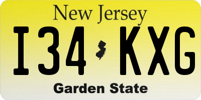 NJ license plate I34KXG