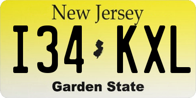 NJ license plate I34KXL