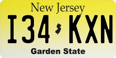 NJ license plate I34KXN