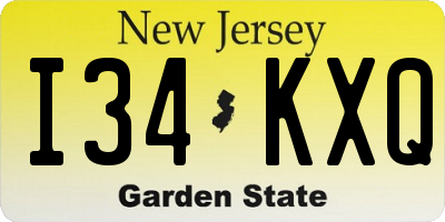 NJ license plate I34KXQ