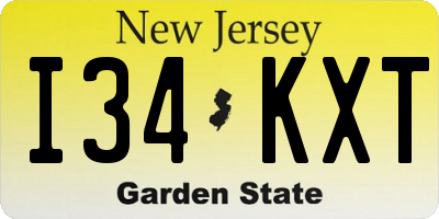 NJ license plate I34KXT