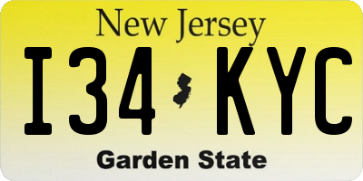 NJ license plate I34KYC