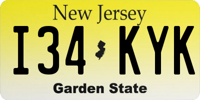 NJ license plate I34KYK