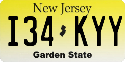 NJ license plate I34KYY