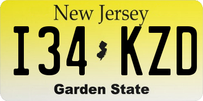 NJ license plate I34KZD