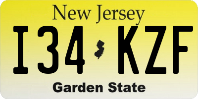 NJ license plate I34KZF