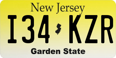 NJ license plate I34KZR