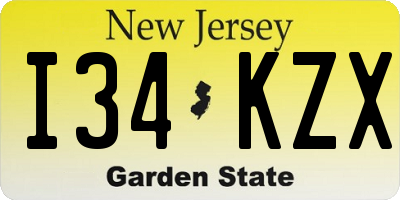 NJ license plate I34KZX