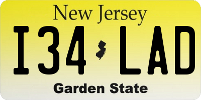 NJ license plate I34LAD