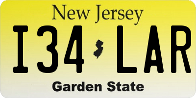 NJ license plate I34LAR