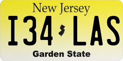 NJ license plate I34LAS