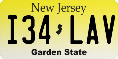 NJ license plate I34LAV