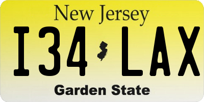 NJ license plate I34LAX