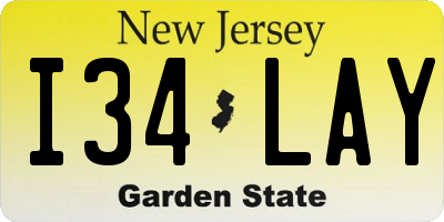 NJ license plate I34LAY