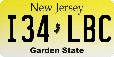 NJ license plate I34LBC