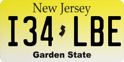 NJ license plate I34LBE