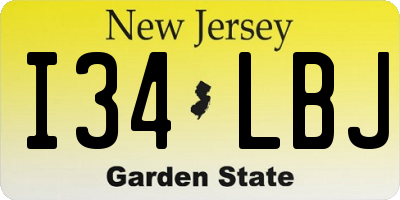 NJ license plate I34LBJ