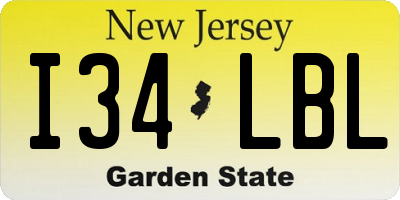 NJ license plate I34LBL
