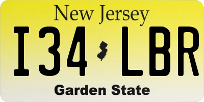 NJ license plate I34LBR
