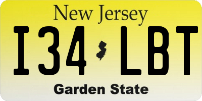 NJ license plate I34LBT