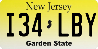 NJ license plate I34LBY