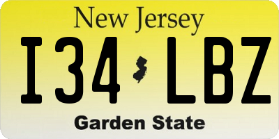 NJ license plate I34LBZ