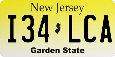 NJ license plate I34LCA
