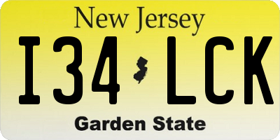 NJ license plate I34LCK